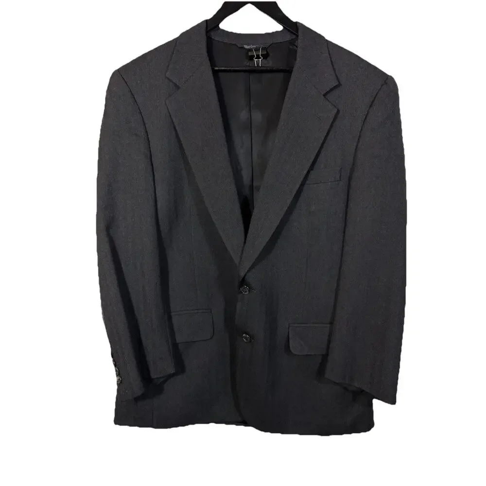 Burberrys Wool Blazer Mens 42S (Estimated) Gray Pinstripe Vintage Burberry